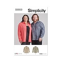 Simplicity Easy Plus Unisex Shirts Sewing Pattern Packet, Design Code S9859, Sizes XL-XXL-XXXL, Multicolor