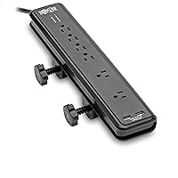 Tripp Lite 6 Outlet Surge Protector Power Strip Clamp Mount 6ft Cord 2100 Joules Dual USB & INSURANCE (TLP606DMUSB) Black
