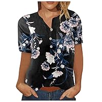 Basic Henley Plus Size Shirts Woman Working Short Sleeve Summer Slimming Blouse Womans Button Down Print