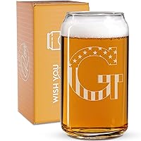 Monogram Beer Glasses for Men (A-Z) 16 oz - Beer Gifts for Men Brother Son Dad Neighbor - Unique Gifts for Him - Personalized Drinking Gift Beer Glass Mugs - Engraved Beer Can Glass (G)