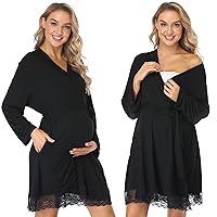 Women's Maternity Nursing Robe Larbor Delivery Nightgowns Pregancy Sleepwear Soft Cotton Bathrobes