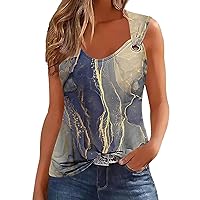Tanks Tops Summer Shirts Women's Print Round Neck Loose Sleeveless Vest Fashion Casual Top