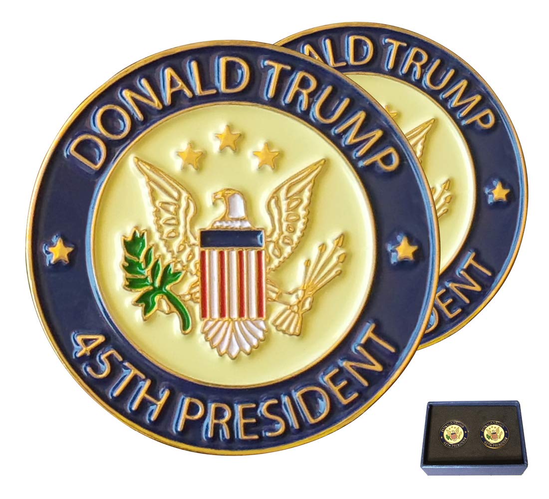 Donald Trump 45th President Lapel Pin Hat Tac, Trump Pin with GiftBox, Pack of 2 Pins, White House Presidential Souvenir and Collection