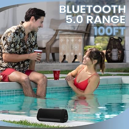 OontZ Ultra Bluetooth Speaker, Dual Edition Waterproof Bluetooth Speaker, Aux input, 14 Watts, Surround Sound, Rich Bass, Portable Wireless Speaker, Indoor Outdoor Speaker 20 hrs playtime (Black-Dual)