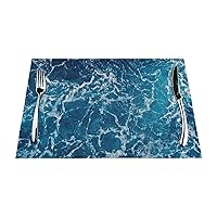 Woven Placemats for Dining Table Set of 4, Tropical Ocean Beach Place Mats Washable Non-Slip Table Mats, Reusable Thick Easy to Clean Placemat for Kitchen Home Decor, 12x18 Inch