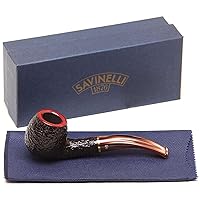 Savinelli Roma Lucite - Rustic Wooden Tobacco Pipe Hand Crafted in Italy, Italian Mediterranean Briar Wood Pipe, Traditional Wood Tobacco Pipe (626)