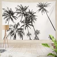 threetothree Ethnic Psychedelic Tapestry Wall Hanging Black and White Silhouettes Tropical Coconut Palm Trees White Palmliving Room Bedroom Art Nature Home Decorations 80 X 60 Inches