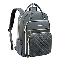 LOVEVOOK Laptop Backpack for Women, 15.6 Inch Computer Backpack for Teacher Nurse with Water Resistant, Lightweight Travel Work Backpack with USB Charging Port, Quilted Commuter Backpack, Dark Gray