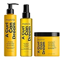 Matrix A Curl Can Dream Moisturizing Leave-In Cream, Light Hold Gel, + Hair & Scalp Oil Set | Moisturizes & Defines Curls | For Curly & Coily Hair | Manuka Honey | Packaging May Vary