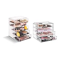 Sorbus 7 Drawer Makeup Tower + 4 Drawer Wide Cosmetic Organizer Bundle: Includes 2 Acrylic Makeup Organizers - Great for Vanity Storage - Jewlery, Beauty, & Bathroom Organizer