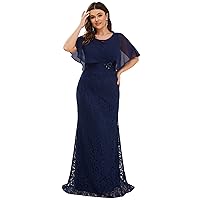 Ever-Pretty Plus Womens Maxi Crewneck Lace Bodycon Mermaid Maxi Plus Size Mother of The Bride Dress 0142A-DA