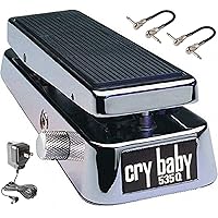 Briskdrop Dunlop 535Q-C Cry Baby Multi-Wah Pedal, Chrome - Bundled with Dunlop Power Supply and 2 MXR Patch Cables