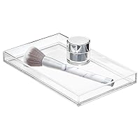 iDesign Bathroom Tray for Towels, Cosmetics and Accessories, The Clarity Collection – 8.68” x 5.34” x 0.95”, Brushed Silver