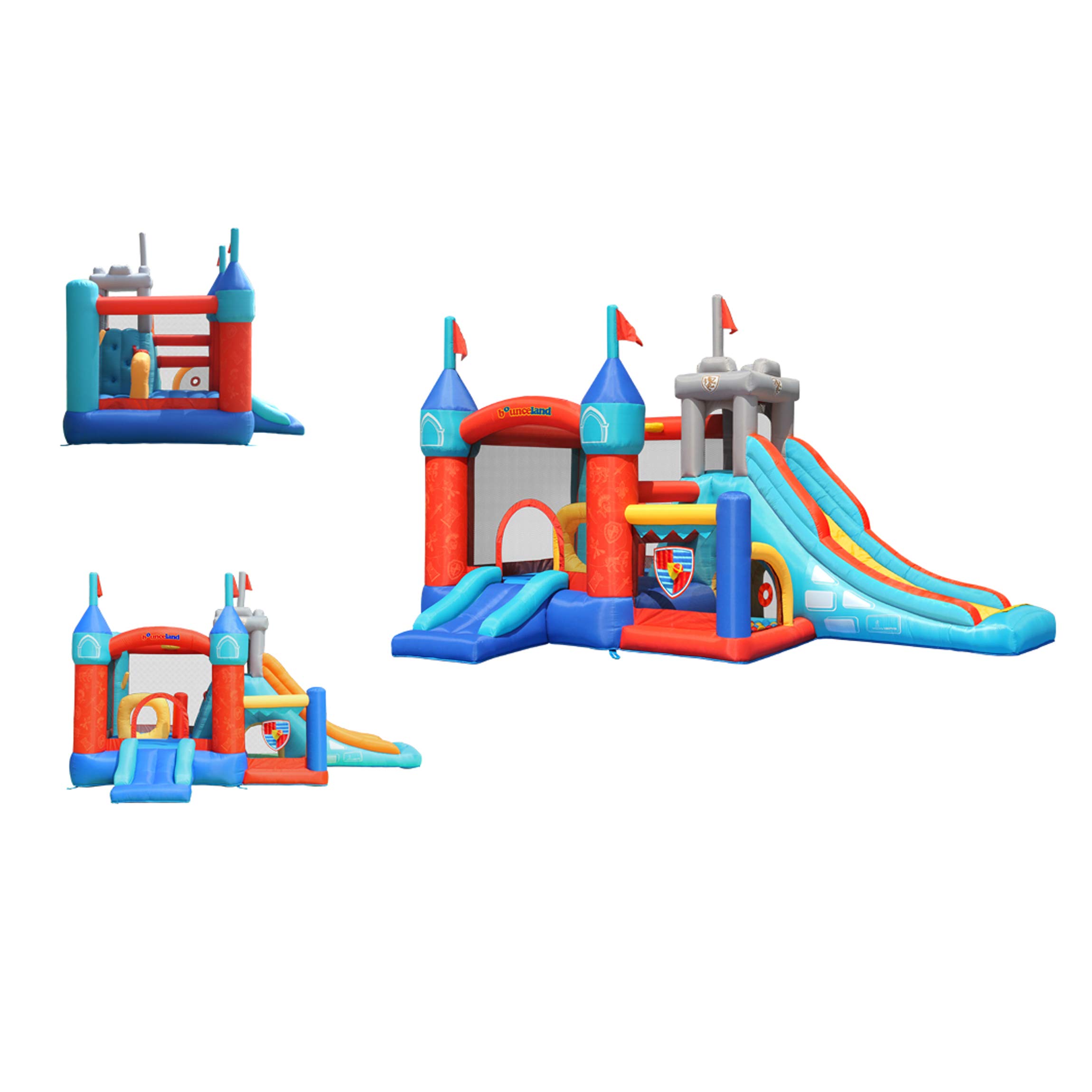 Bounceland Medieval Bounce Castle Bounce House with Slide & Ball Pit, Basketball Hoop and Ball Toss Game Included, Long Fun Slide, Obstacle Courts, Comes with UL Certified Blower Fun Party