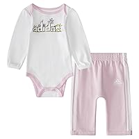 adidas baby-girls 2-piece Long Sleeve Allover Print Bodyshirt Set