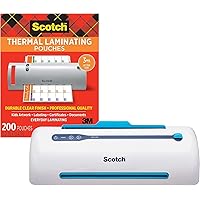 Scotch PRO Thermal Laminator and Pouch Bundle, 2 Roller System, Never Jam Technology Automatically Prevents Misfed Items (TL906) with Scotch Thermal Laminating Pouches, 200-Pack (TP3854-200)