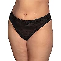 Curvy Couture Women's Sheer Whipser High Cut Thong Panty