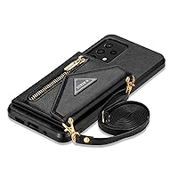 XYX Wallet Case for Samsung A53 5G, Crossbody Strap PU Leather Phone Case Women Girl with Card Holder Adjustable Lanyard for Galaxy A53 5G, Black