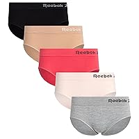 Reebok Women’s Underwear – 5 Pack Seamless Hipster Briefs (S-XL)