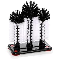 Yesland Water Bottle Cleaning Brush with Suction Base, 3 Head Removable Glass Cup Washer Bristle Brush Cleaner for Long Leg Cup, Beer Cup, Red Wine Glass, Bar, Kitchen, Sink, Home Tools