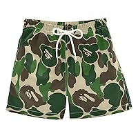 Camouflage Green Boys Swim Trunks Swim Beach Shorts Board Shorts Bathing Suit Pool Essentials