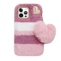 Losin Plush Case Compatible with Apple iPhone 12 Pro Max 6.7 inch Fashion Luxury Cute Colorful Fuzzy Furry Winter Rabbit Hair Warm Plush Fluffy Fur Soft TPU Back case