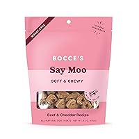 Bocce's Bakery Oven Baked Say Moo Treats for Dogs, Wheat-Free Everyday Dog Treats, Made with Real Ingredients, Baked in The USA, All-Natural Soft & Chewy Cookies, Beef & Cheddar Recipe, 6 oz