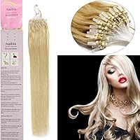16''-26''Straight Micro Loop Remy Human Hair Extensions with Silicone Ring Bead Ombre Mixed Colors 100s(24''0.7g/s,#24 Golden Blonde)