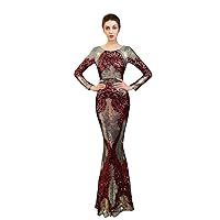 Womens Mermaid Formal Long Prom Evening Gown Dress Boat Neck Sequins Half Sleeves Party Cocktail Bridal Dresses