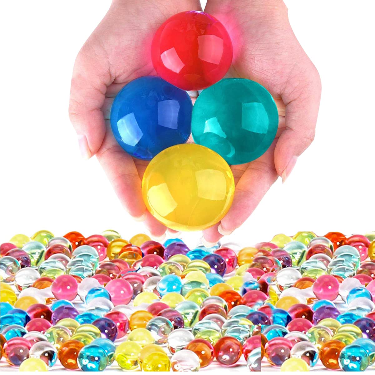 Non Toxic 300pcs Jumbo & 20000 Small Water Beads Gel Beads Kit for Kids-Value Package Sensory Toys and Decoration Multicolor