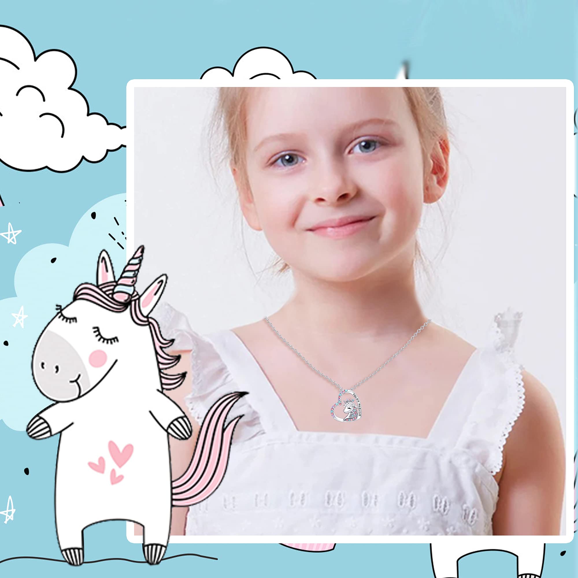 Shonyin Unicorn Necklace for Girls, Unicorns Gifts for Girls, Christmas Birthday Valentines Day Gift for Daughter Granddaughter Niece