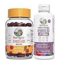 Stress Relief Vita-Beans for Adults & Megadose D3 Liposomal Bundle by MaryRuth's| Magnesium Citrate & L-Theanine | Natural Calm, Relaxation, Stress and Mood Support | Immune Support