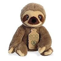Aurora® Eco-Friendly Eco Nation™ Sloth Stuffed Animal - Environmental Consciousness - Recycled Materials - Brown 9.5 Inches