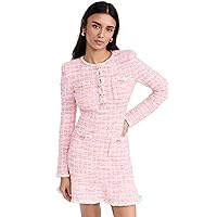 Women's Pink Check Knit Mini Dress