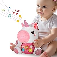 iPlay, iLearn Baby Unicorn Musical Toys, Newborn Girls Soft Plush Stuffed Animal, Infant Light Music Set, 1st Birthday Shower Gift Easter Basket Stuffer 0 1 3 6 9 12 18 Months 1 2 Year Old Toddler Boy