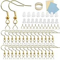 925 Gold Earring Hooks, Hypoallergenic Earring Hooks,160Pcs Earring Making Kit with Earring Hooks and 2 Different Clear Silicone Earring Backs for DIY Jewelry Making