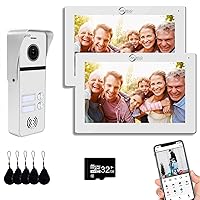 Wireless Apartment Video Doorbell Intercom System,2 Units 7 Inches Touch Monitor(Wired),Indoor Outdoor Support Monitoring, Unlock,Dual Way Intercom,Video Door Phone Kit for Home Villa