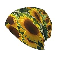(Many Golden Flowers) Unisex Adult Knit Hat for Women and Men, Jogging Cycling