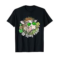 Funny Lucky Heifer St Patricks Day Leopard Cow Shamrock T-Shirt