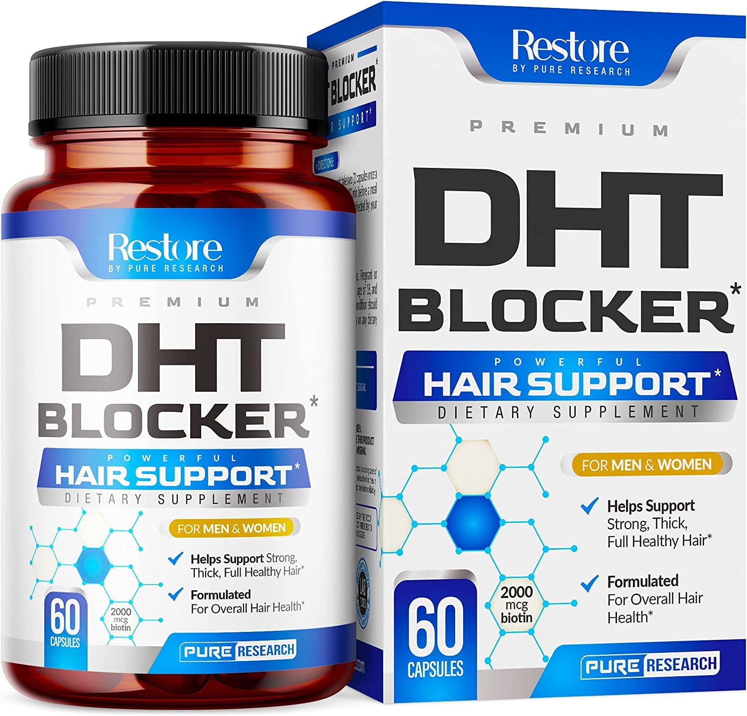 Mua Pure Research DHT Blocker Hair Growth Support Supplement - Supports  Healthy Hair Growth, Healthy Thick Strong Hair - Biotin, Saw Palmetto, Iron  + - Hair Vitamins for Women and Men -