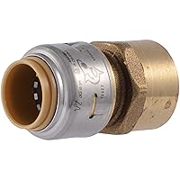 SharkBite Max 1/2 x 1/2 Inch FNPT Adapter, Push To Connect Brass Plumbing Fitting, PEX Pipe, Copper, CPVC, PE-RT, HDPE, UR072A