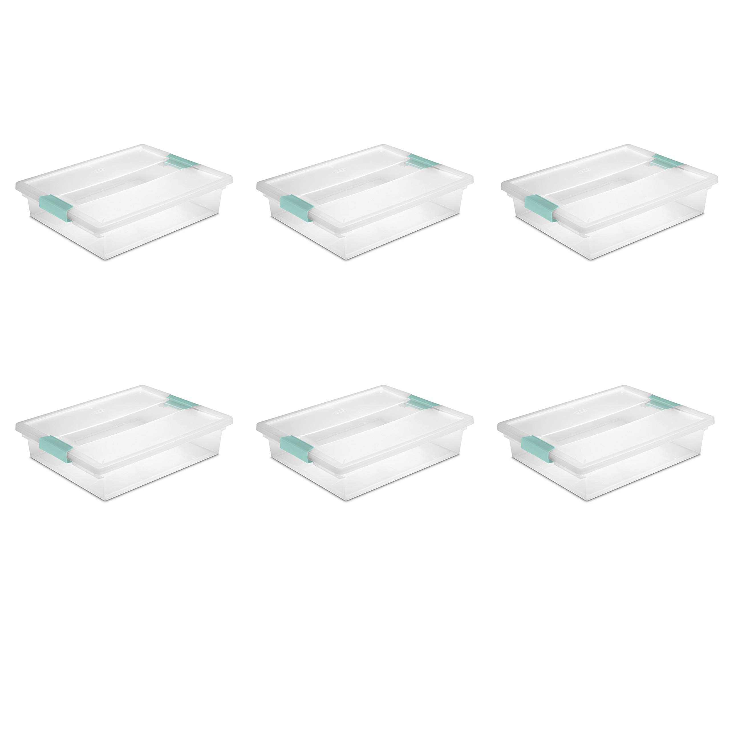Sterilite Large 5.7 Qt Multi-Purpose File Clip Storage Box Organizing Tote Container with Latching Lid and Handles for Homes and Offices, (6 Pack)