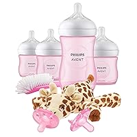 Natural Baby Bottle with Natural Response Nipple, Pink Baby Gift Set with Snuggle, SCD838/03