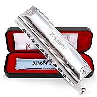 Chromatic Harmonica Key of C,10 Holes 40 Tones Professional Mouth Organ with Slide for Adults, Professionals and Students by East top as a gift