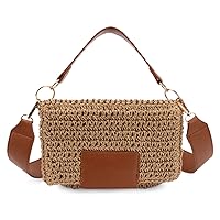 LUPBOK Women's Straw Shoulder Bag Weave Handmade Hobo Tote Bag Summer Beach Straw Handbags Bohemian Crossbody Bag Purses