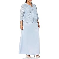 Alex Evenings Women's Plus Size Long A-Line Mock Dress with Jacket