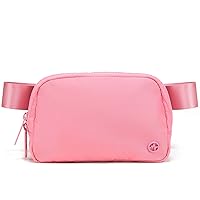 Pander Two Way Zipper Fanny Pack Nylon Everywhere Belt Bag for Women, Water Repellent Waist Packs, Crossbody Bags with Adjustable Strap (Light Pink).