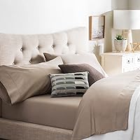 Cotton Blend Sheet Set - Wrinkle Resistant - Rich Cotton Look and Feel - Easy Care Fabric - Hypoallergenic - Split California King - Sandstone, Split Cal King