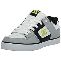 DC Men's Pure Low Top Lace Up Casual Skate Shoe Sneaker, White/Lime, 17