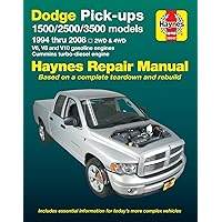 Dodge 1500, 2500 & 3500 Pick-ups (94-08) with V6, V8 & V10 Gas & Cummins turbo-diesel, 2WD & 4WD Haynes Repair Manual (Does not include information specific to SRT-10 models.) (Haynes Automotive)